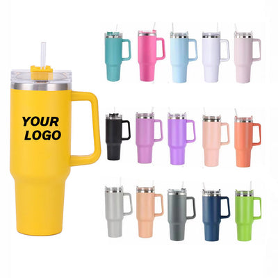 H1.0 40oz Vacuum Insulated Stainless Steel Tumbler With Lid And Straw Fits Car Cup Holder