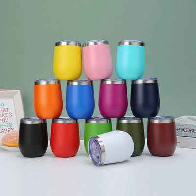 12oz Stainless Steel Mini Egg Shaped Cup Mug Double Wall Insulated Beer Coffee Mug With Lid