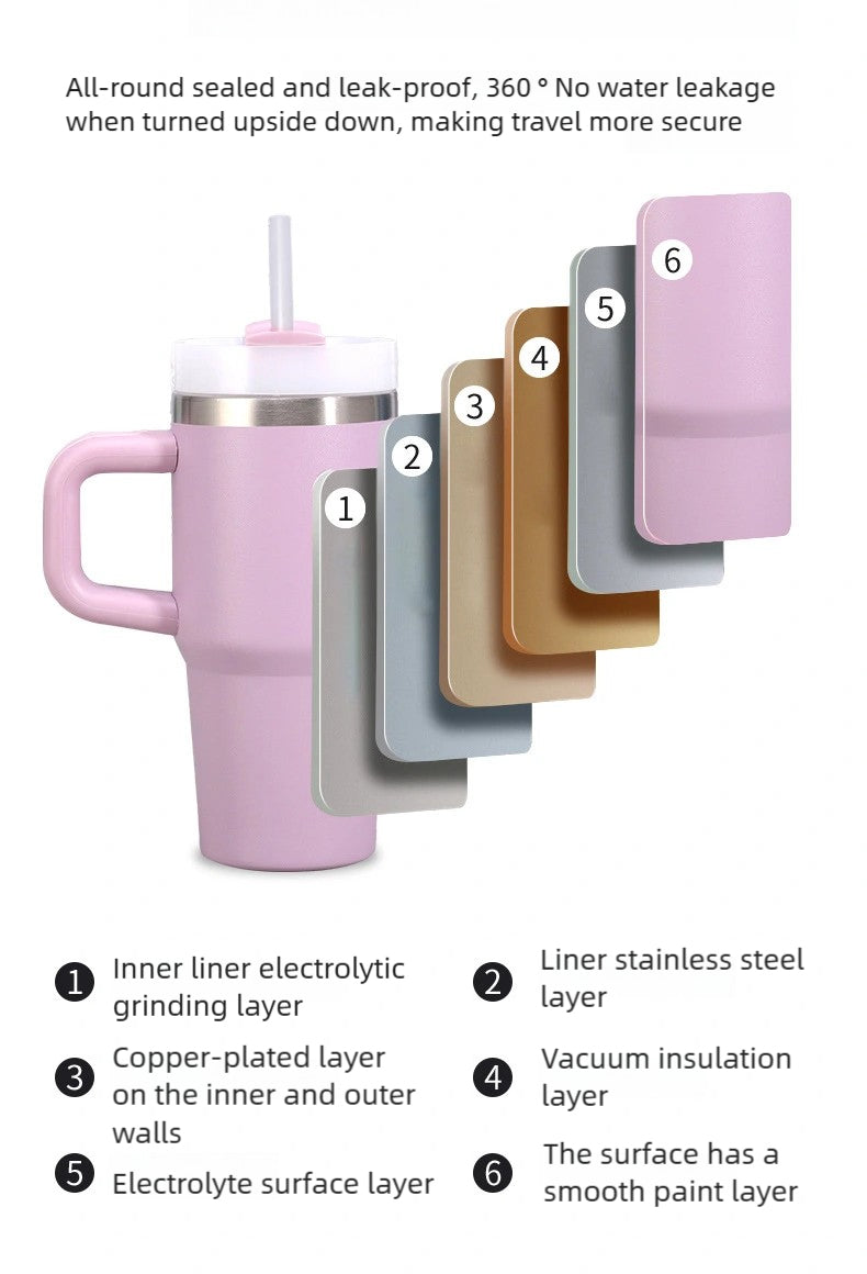 14oz Mini Portable Stainless Steel Tumbler Mug With Sturdy Handle And Straw For Kids Back To School detail