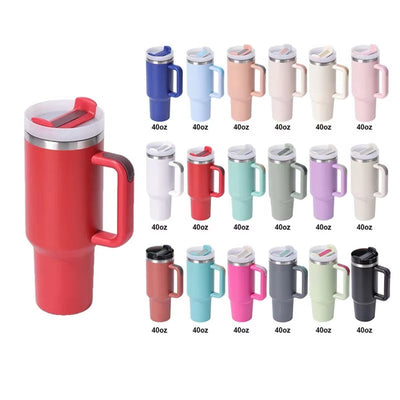 H2.0 40oz Stainless Steel Insulated Tumbler With Handle Sweat Proof Iced Coffee Office Car Travel Cup