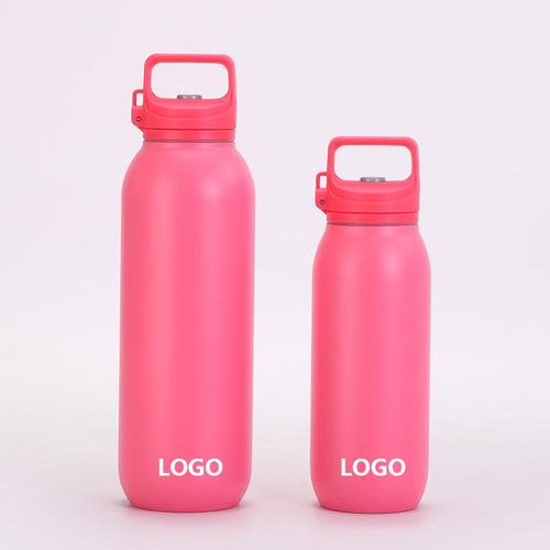 Rose Red 20oz 30oz Straight Vacuum Insulated Thermos Bottle One-Click Quick Opening With Handle