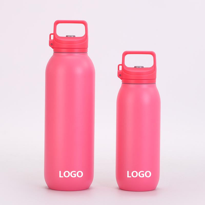 Rose Red 20oz 30oz Straight Vacuum Insulated Thermos Bottle One-Click Quick Opening With Handle