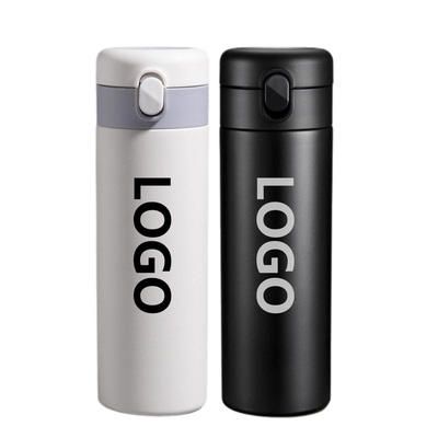 400ml Flip Leakproof Lid Double Wall Vacuum Insulated Water Bottle Portable Straight Thermos With Lid