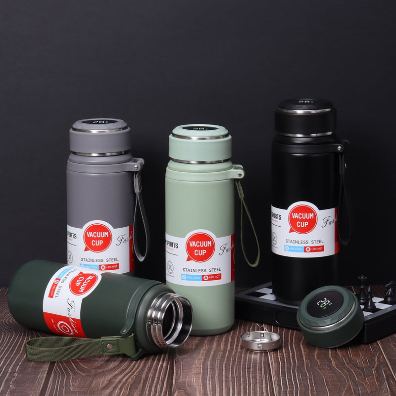 600ml 800ml 1000ml LED Touch Screen Display Stainless Steel Smart Water Bottle With Rope detail