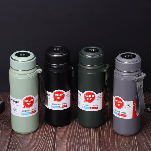 600ml 800ml 1000ml LED Touch Screen Display Stainless Steel Smart Water Bottle With Rope