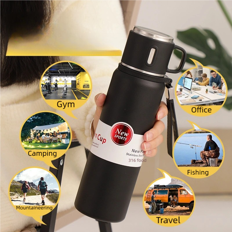 1000ml 1500ml Large Capacity Stainless Steel Thermos Flask Leakproof Camping Hiking Gym detail