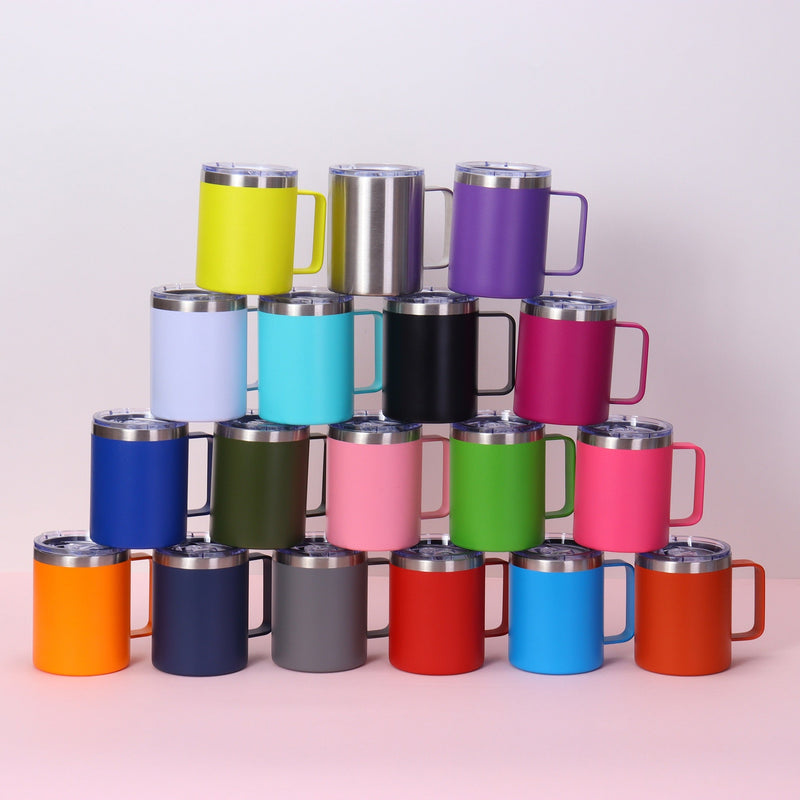 12oz 14oz Insulated Stainless Steel Coffee Mug Leak Proof With Handle And Lid For Camping detail