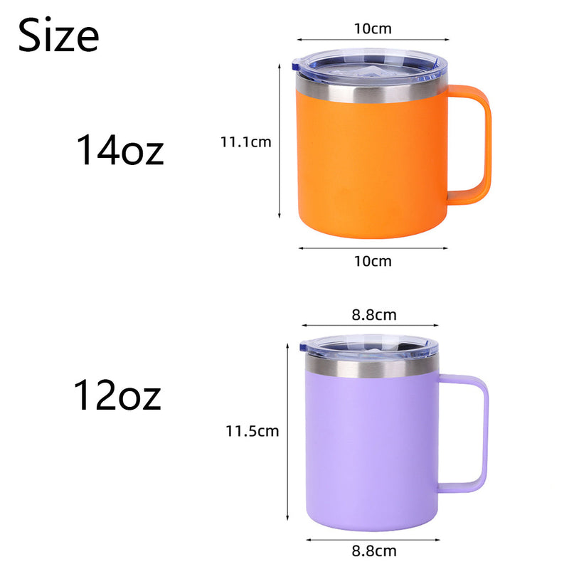 12oz 14oz Insulated Stainless Steel Coffee Mug Leak Proof With Handle And Lid For Camping detail