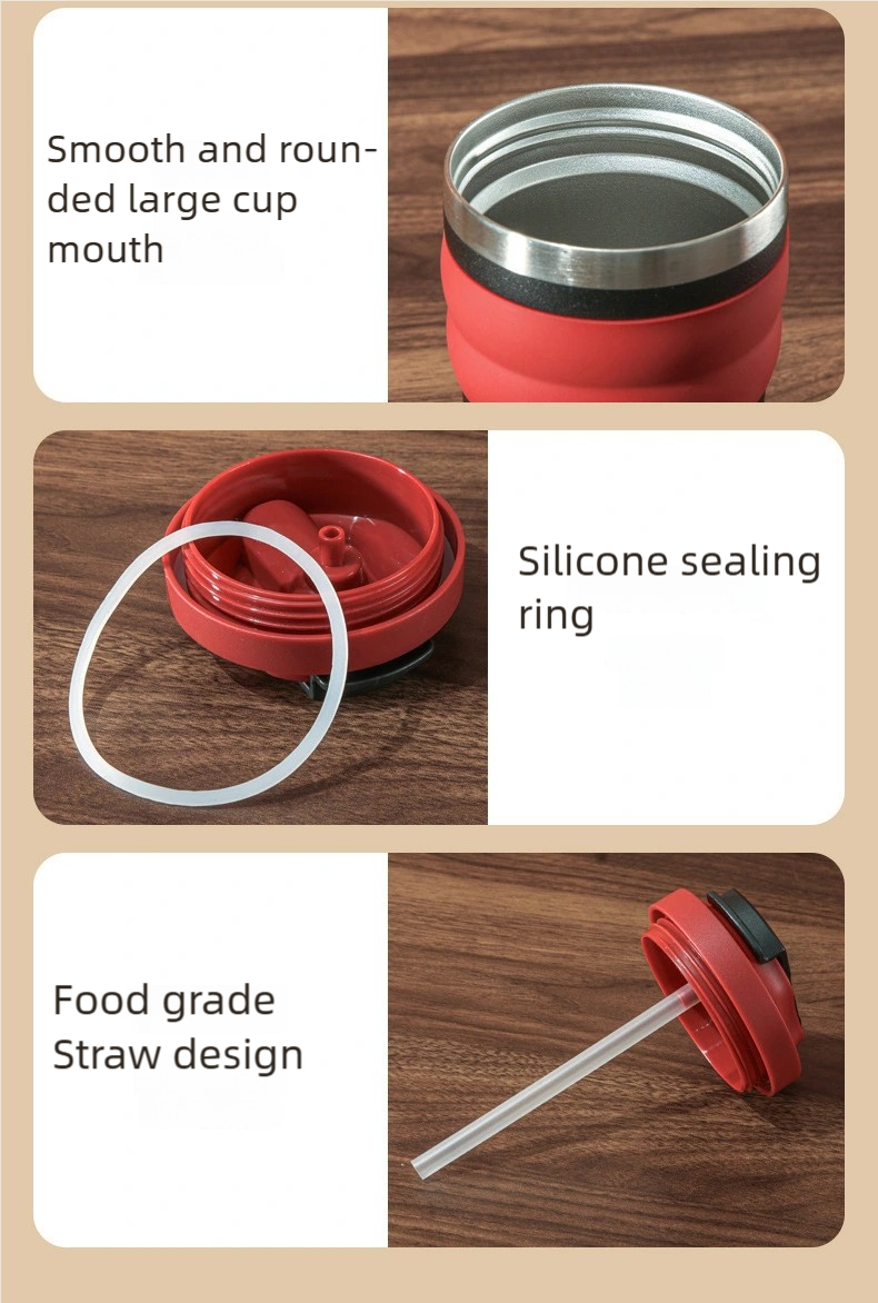 510ml Double Drinking Double Wall Stainless Steel Thermos Outdoor Portable Coffee Tumbler Cup For Car detail