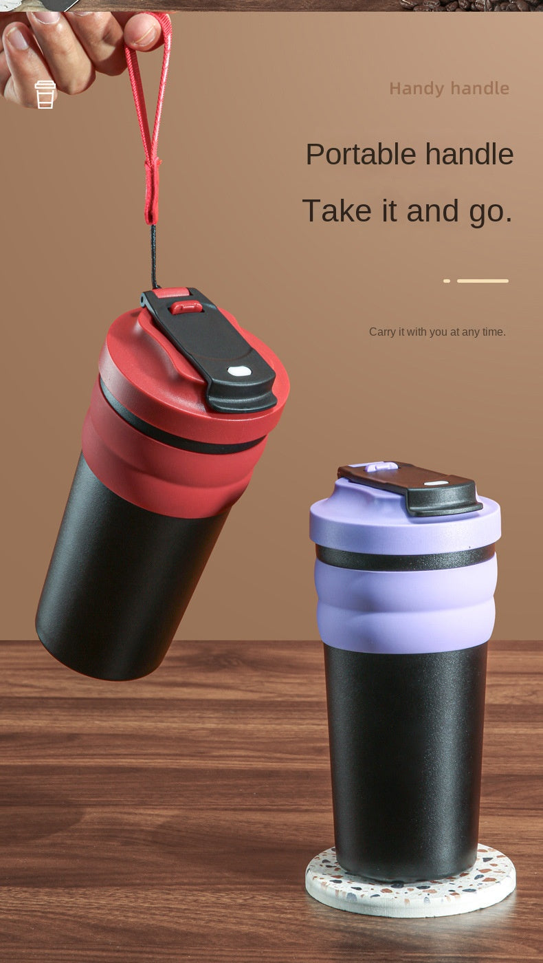 510ml Double Drinking Double Wall Stainless Steel Thermos Outdoor Portable Coffee Tumbler Cup For Car detail