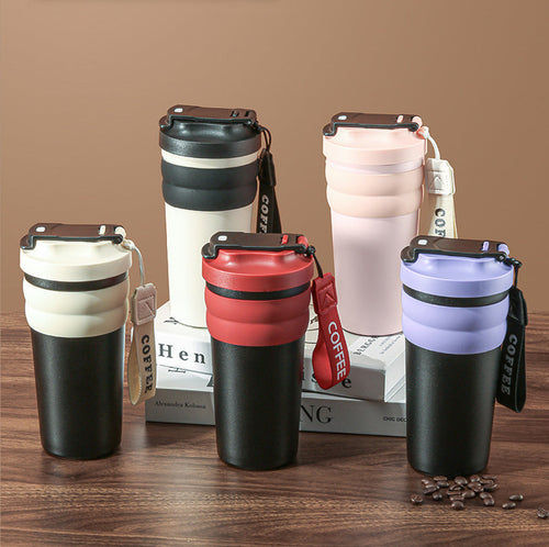 510ml Double Drinking Double Wall Stainless Steel Thermos Outdoor Portable Coffee Tumbler Cup For Car