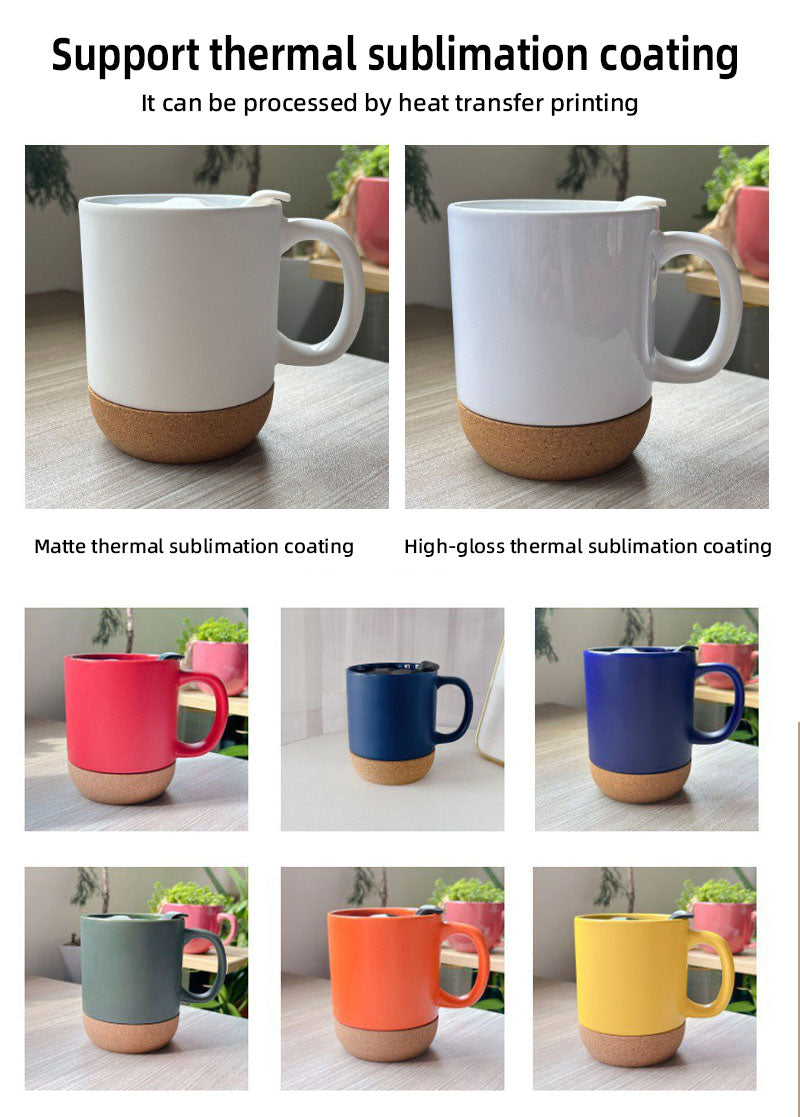 400ml Reusabl Anti-Scalding Matte Matte Ceramic Mug Removable Cork Bottom With Handle And Lid detail
