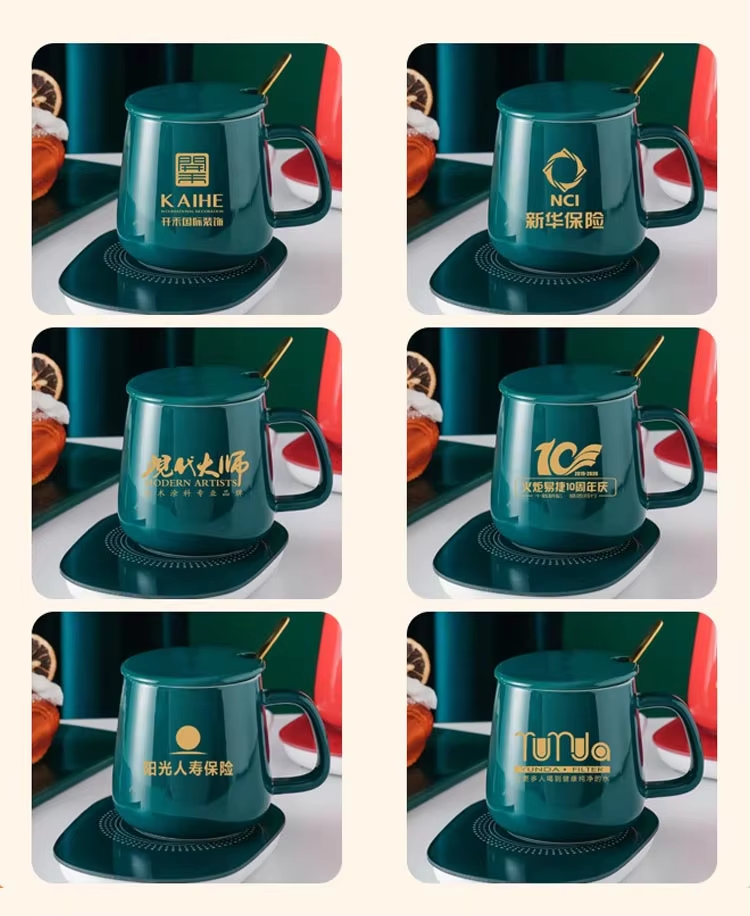 55 Degree Smart Constant Temperature Heating Smart Ceramic Coffee Mug Charging Warmer With Spoon And Handle detail