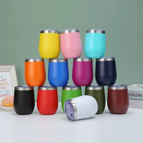 12oz Stainless Steel Mini Egg Shaped Cup Mug Double Wall Insulated Beer Coffee Mug With Lid
