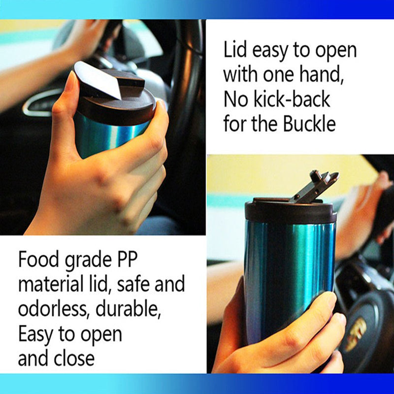 400ml 500ml PP Flip Up Lid Stainless Steel Coffee Mug Portable Business Office Coffee Mug For Car detail