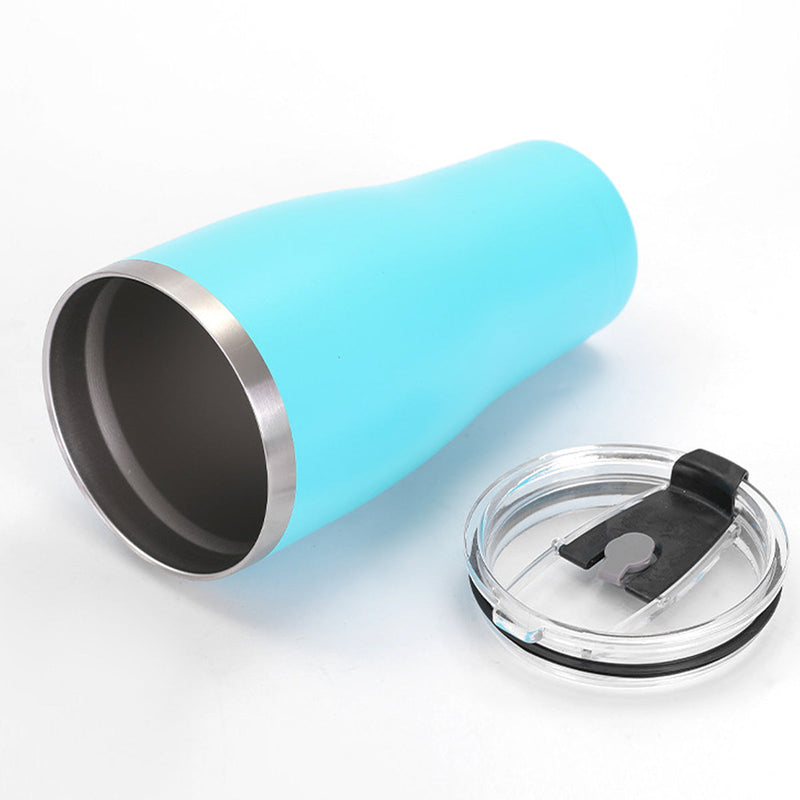 20oz 30oz Powder Coated Double Wall Insulated Travel Tumbler Coffee Cup With Transparent Sealed Plastic Lid detail