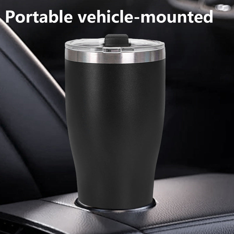 20oz 30oz Powder Coated Double Wall Insulated Travel Tumbler Coffee Cup With Transparent Sealed Plastic Lid detail