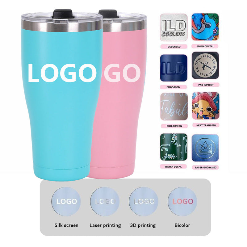 20oz 30oz Powder Coated Double Wall Insulated Travel Tumbler Coffee Cup With Transparent Sealed Plastic Lid detail