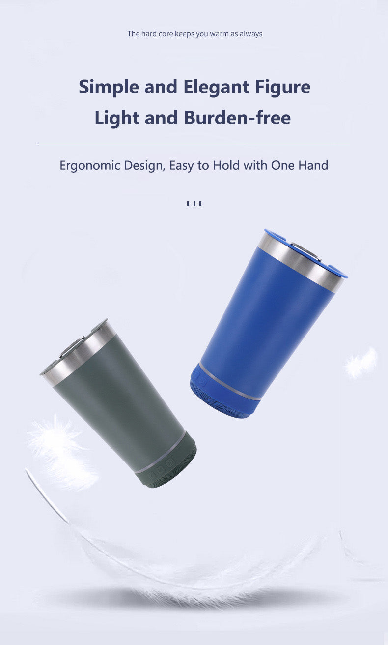 16oz Wireless Smart Bluetooth Speaker Music Stainless Steel Beer Mug With Bottle Opener Lid detail