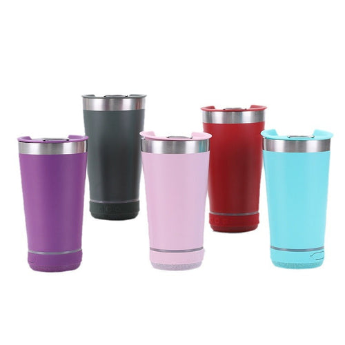 16oz Wireless Smart Bluetooth Speaker Music Stainless Steel Beer Mug With Bottle Opener Lid