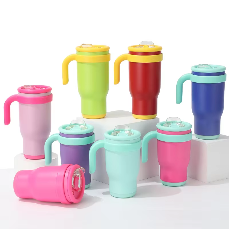 14oz 40oz Portable Vacuum Insulated Tumbler With Silent Non-Slip Bottom And Handle For Children