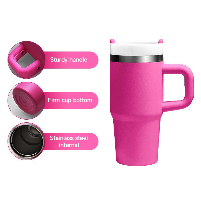 14oz Mini Portable Stainless Steel Tumbler Mug With Sturdy Handle And Straw For Kids Back To School detail
