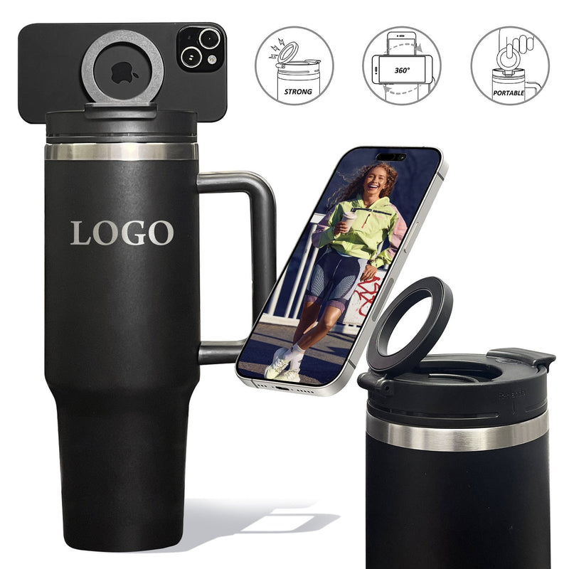 40oz 3 In 1 Magnetic Vacuum Insulated Tumber Cup Magnetic Suction Mobile Phone Holder With Straw For Gym detail