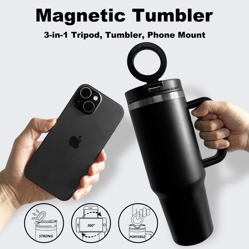 40oz 3 In 1 Magnetic Vacuum Insulated Tumber Cup Magnetic Suction Mobile Phone Holder With Straw For Gym detail