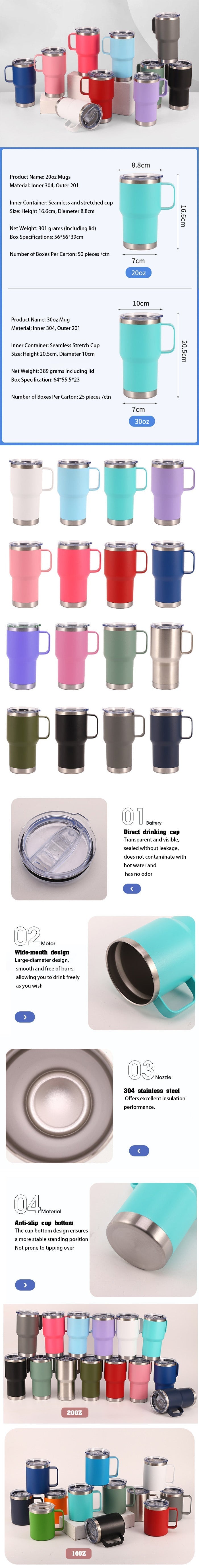 20oz 30oz Reusable Vacuum Insulated Beer Coffee Mug Travel Mug Transparent Plastic Cup Lid With Handle detail