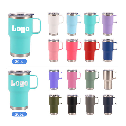 20oz 30oz Reusable Vacuum Insulated Beer Coffee Mug Travel Mug Transparent Plastic Cup Lid With Handle