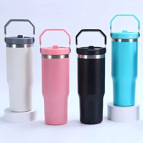 20oz 30oz Vacuum Insulated Tumbler Keeps Drinks Hot And Cold 6-12 Hours With Foldable Straw