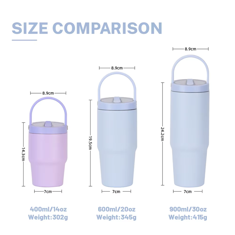 30oz Straw Travel Tumbler Cup Bpa Free Double Wall Vacuum Insulated With Handle For Outdoor Car detail