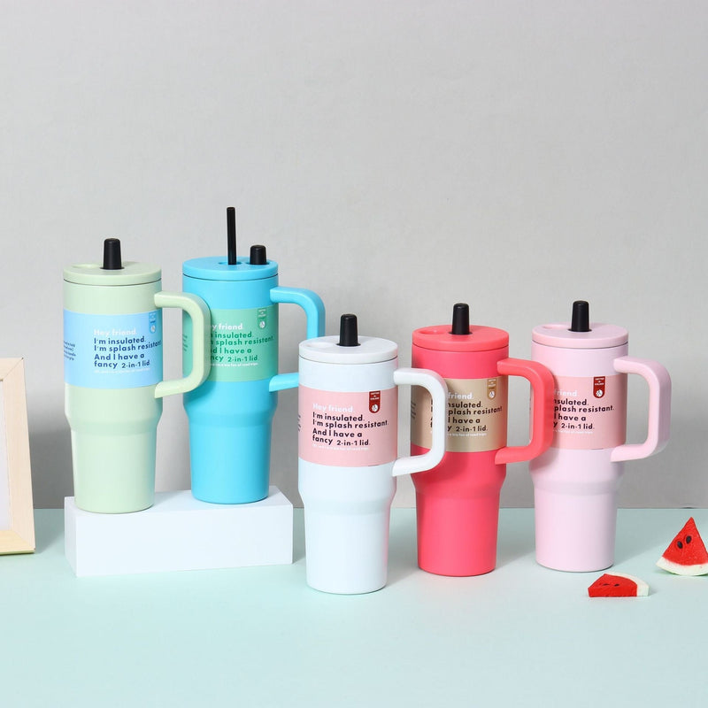 30oz Pure Color Stainless Steel Tumbler With Leak Proof Straw Cap Reusable Portable Car Holder Cup detail