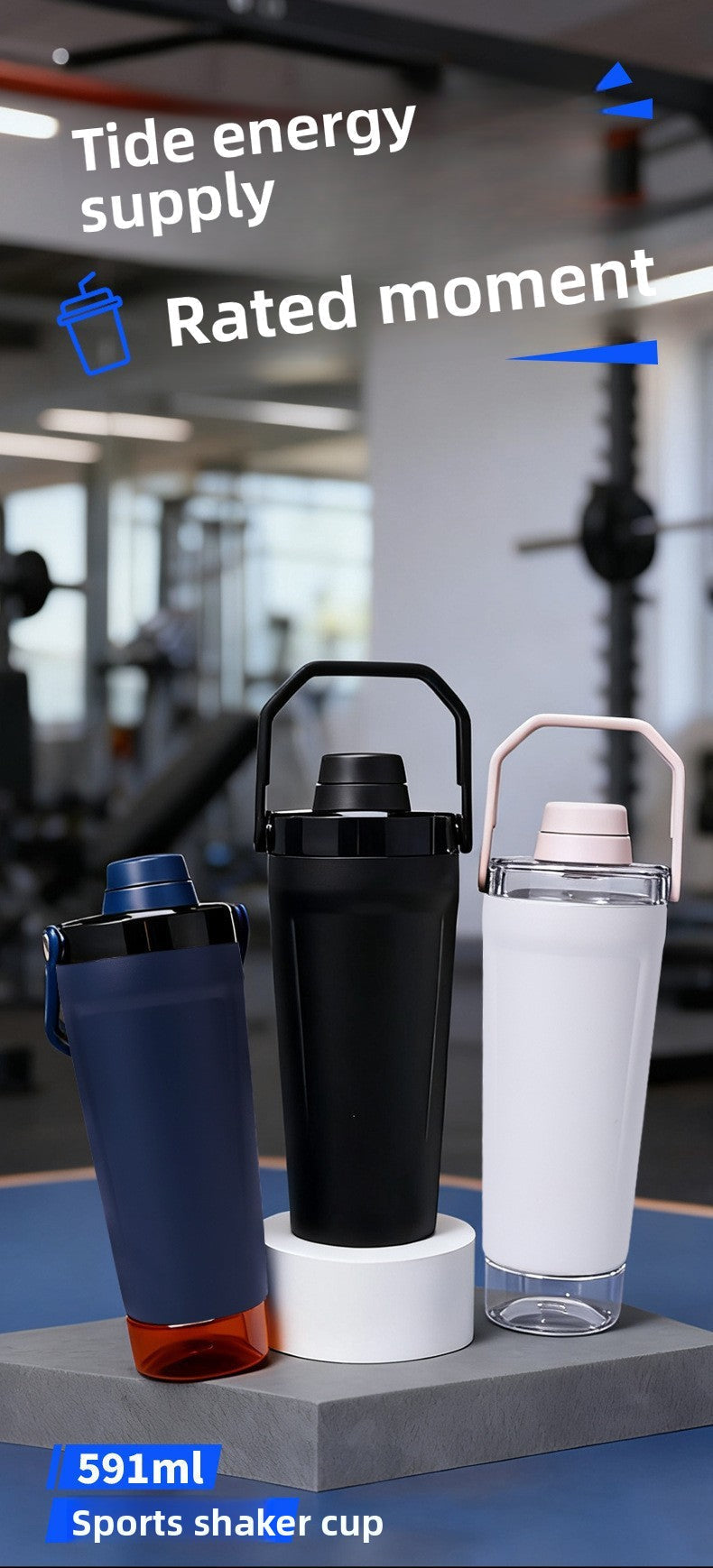 20oz Portable Double Wall Stainless Steel Fitness Protein Powder Shaker Cup With Handle For Sports And Gym detail