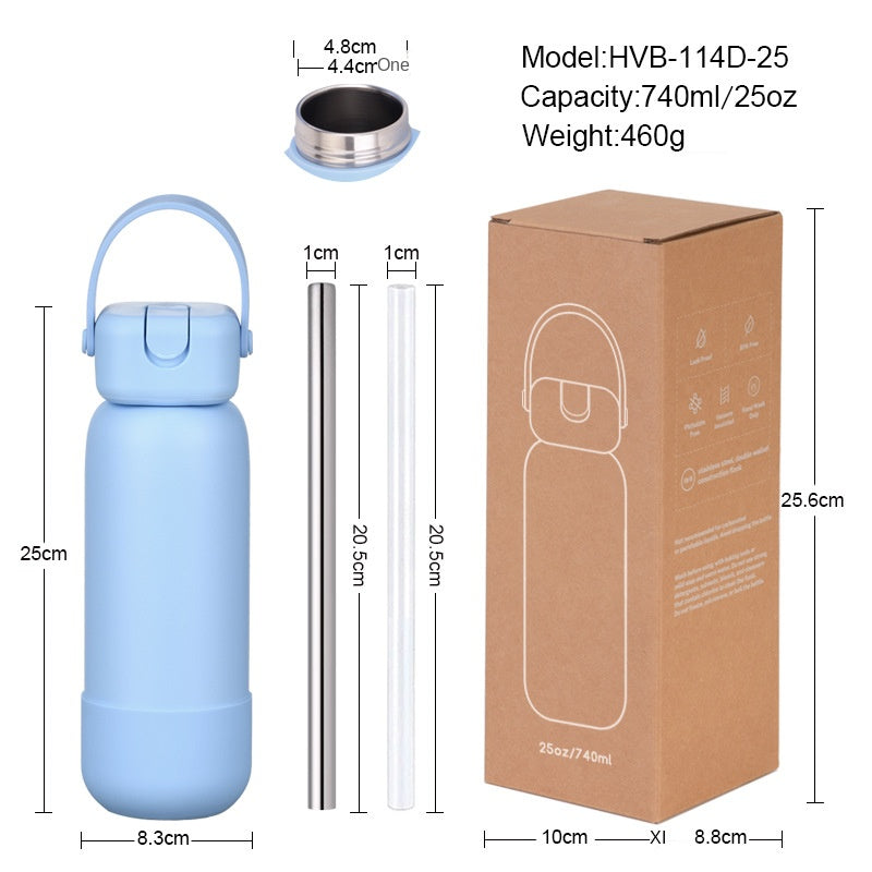 740ml 304 Stainless Steel Portable Suction Nozzle Cup Give Away Straws And Straw Brushes detail