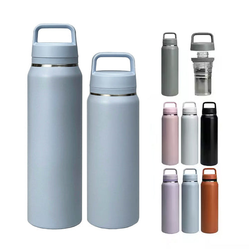 500ml 700ml Portable Double Wall Straight Thermos For Sports With Filter and handle