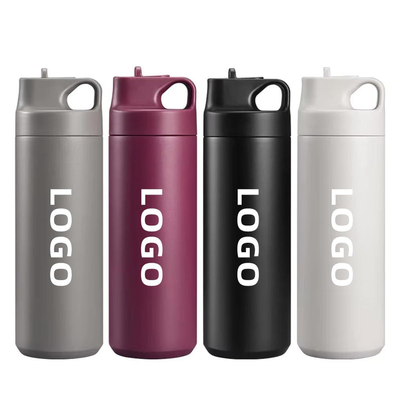 500ml Double Drink Stainless Steel Thermos Bottle Japanese Minimalism Bpa Free With Straw And Lid