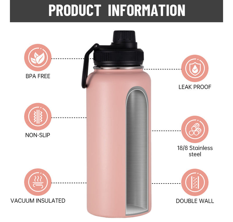 500ml 750ml 1000ml Double Wall Insulated Vacuum Flask Large Capacity Sports Water Bottles With Straw detail