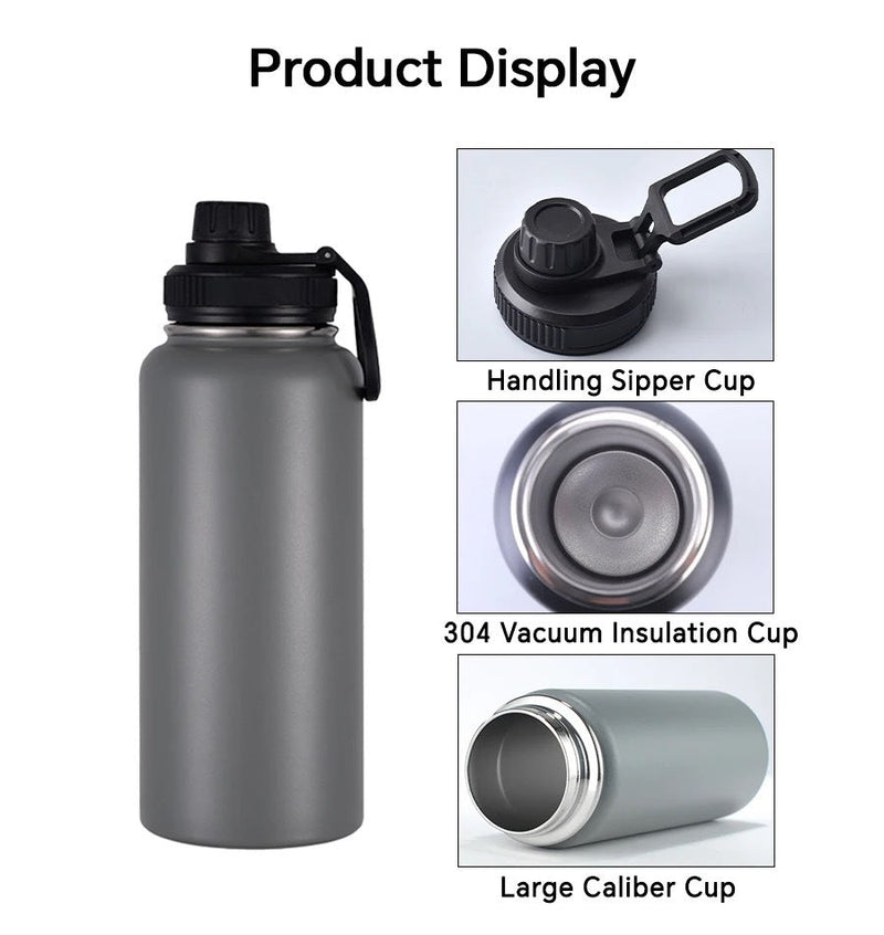 500ml 750ml 1000ml Double Wall Insulated Vacuum Flask Large Capacity Sports Water Bottles With Straw detail