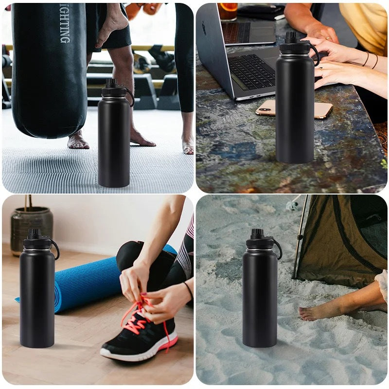 500ml 750ml 1000ml Double Wall Insulated Vacuum Flask Large Capacity Sports Water Bottles With Straw detail