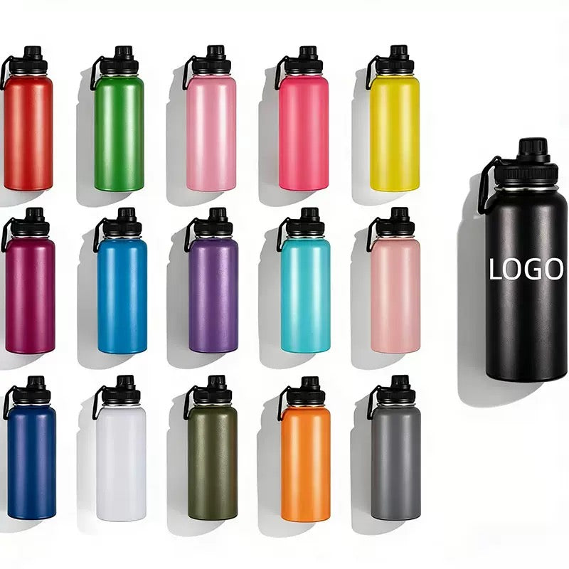 500ml 750ml 1000ml Double Wall Insulated Vacuum Flask Large Capacity Sports Water Bottles With Straw